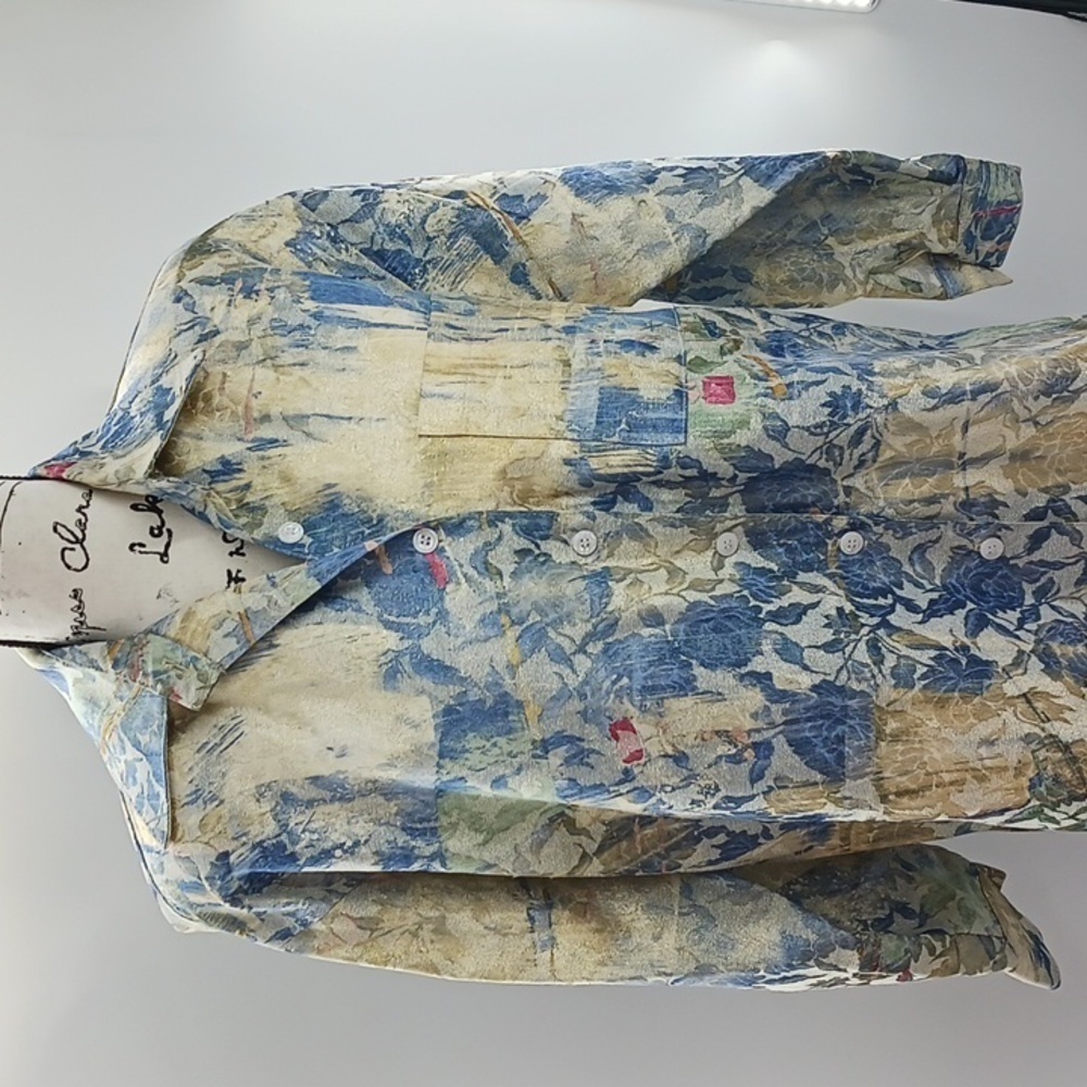 Vintage Button Down Shirt Neil's Metallic Floral Retro 80s 90s Womens Size M - Picture 2 of 5